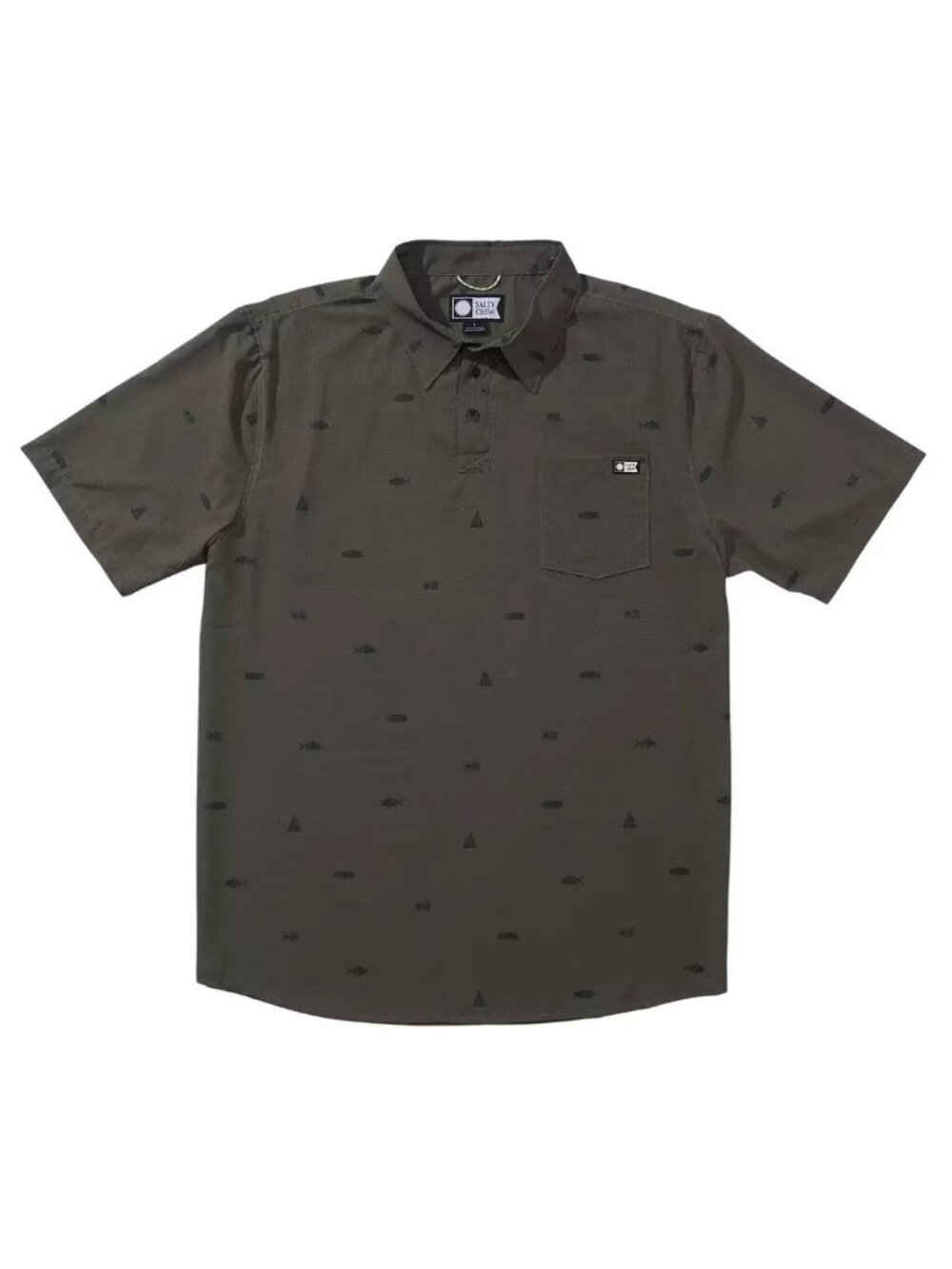 Salty Crew Men's Mayday Perforated Tech Short Sleeve Polo Olive Green Small